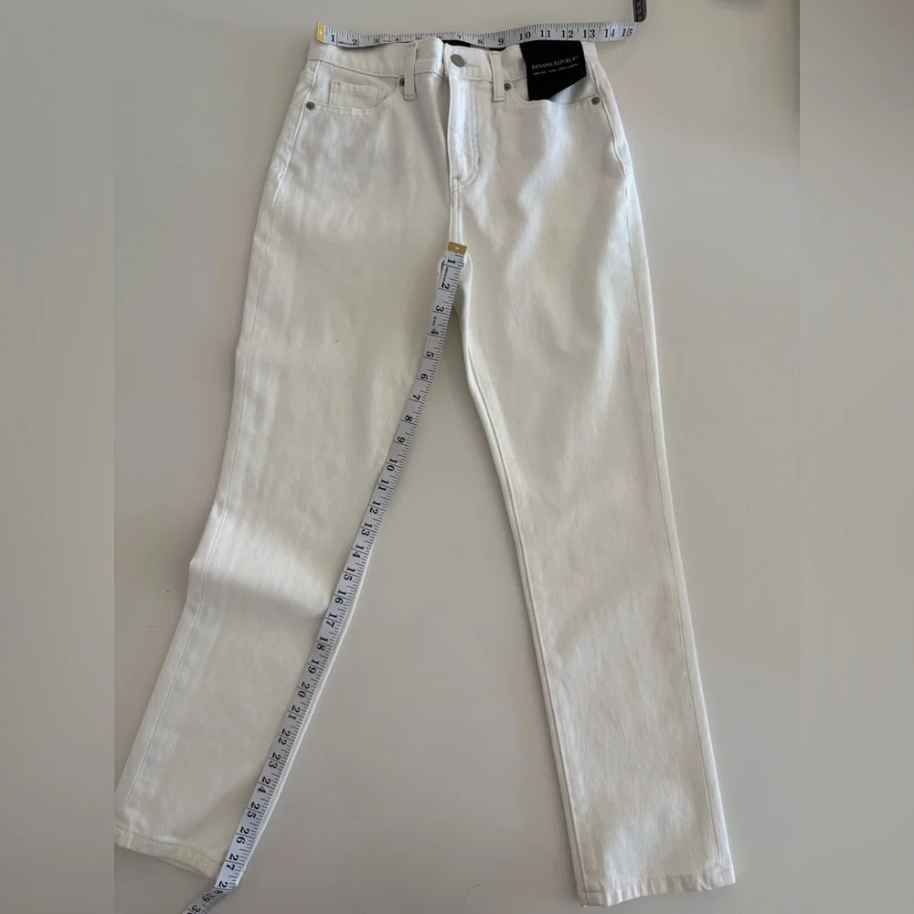 NWT Banana Republic Women's High Rise Slim White Jeans - Picture 5 of 8